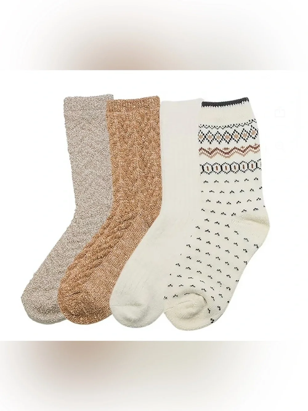 CUDDL DUDS Womens Crew Socks 4 Pack  Super Soft Plush Boot Socks Tan Size 4-10